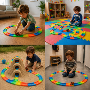 Leuchtender flexibler Sand-Rennstrecken-Bausatz für Kinder
