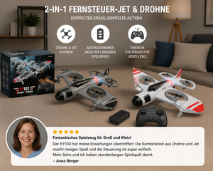 2-in-1 ferngesteuertes Kampfjet- & Drohnen-Spielzeug